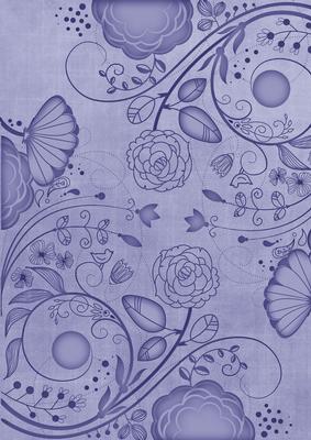 Blue Retro Floral A4 Backing Paper