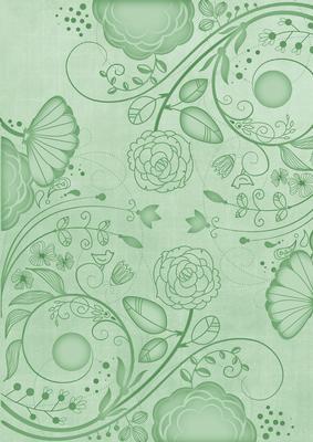 Mint Green Retro Floral A4 Backing Paper