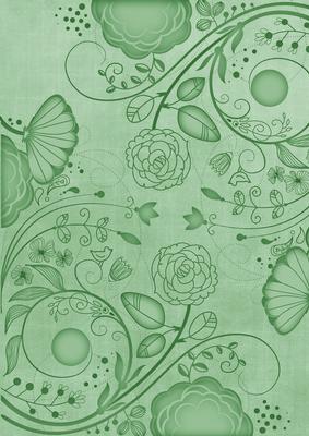 Mid Green Retro Floral A4 Backing Paper