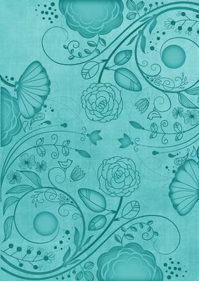 Teal Retro Floral A4 Backing Paper