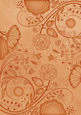 Borange Retro Floral A4 Backing Paper