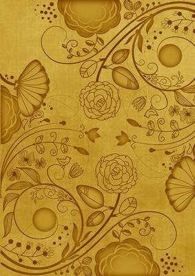 Gold Retro Floral A4 Backing Paper