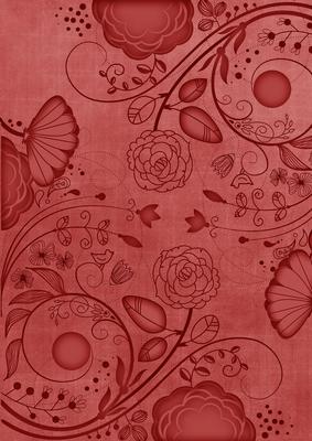 Dark Red Retro Floral A4 Backing Paper