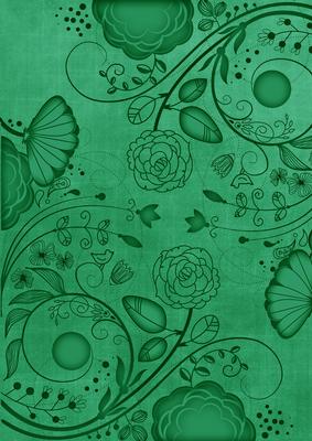 Dark Green Retro Floral A4 Backing Paper