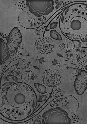 Black Retro Floral A4 Backing Paper