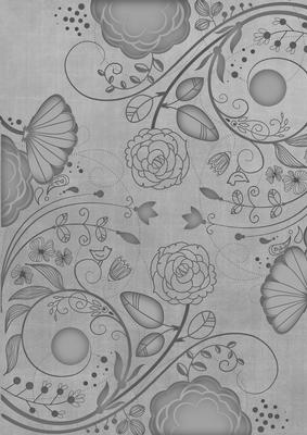 Silver Retro Floral A4 Backing Paper