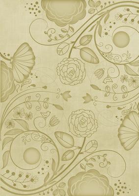 Cream Retro Floral A4 Backing Paper