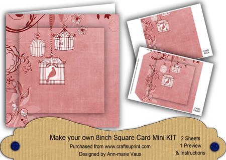 Pink Birdcage 8in DIY Folded Card Mini Kit