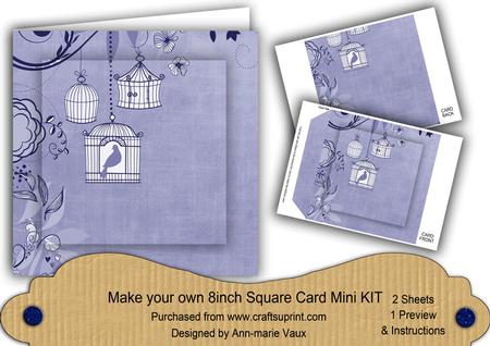 Blue Birdcage 8in DIY Folded Card Mini Kit