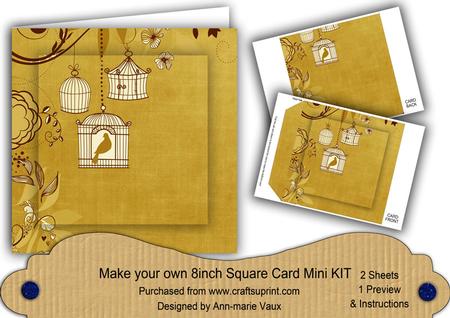 Gold Birdcage 8in DIY Folded Card Mini Kit