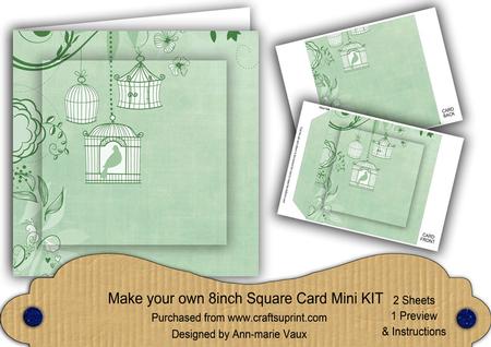 Mint Green Birdcage 8in DIY Folded Card Mini Kit