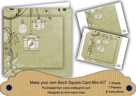 Olive Birdcage 8in DIY Folded Card Mini Kit
