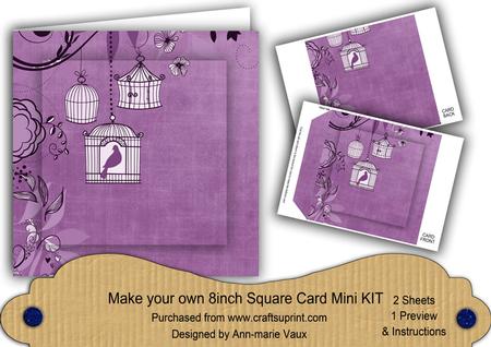 Purple Birdcage 8in DIY Folded Card Mini Kit