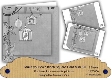 Silver Birdcage 8in DIY Folded Card Mini Kit
