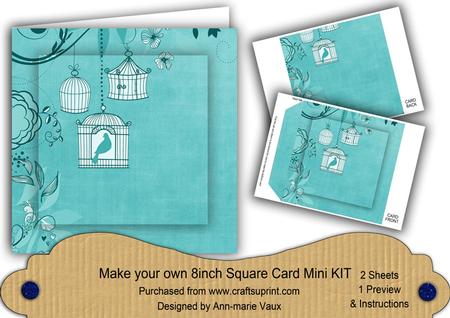 Teal Birdcage 8in DIY Folded Card Mini Kit