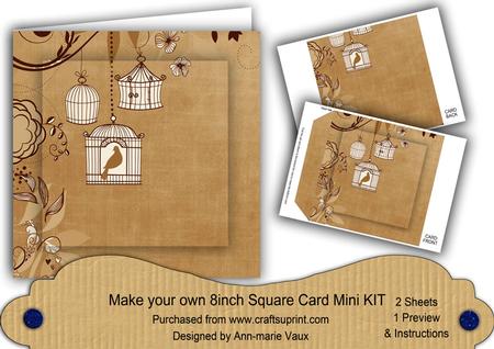 Vintage Tea Birdcage 8in DIY Folded Card Mini Kit