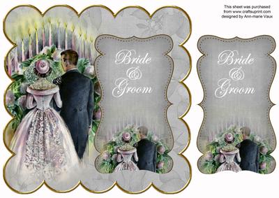Silver Happy Couple Bride & Groom 8in Scallop Topper