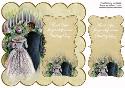 Cream Happy Couple Thanks for Help 8in Scallop Topper