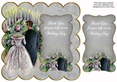 Silver Happy Couple Thanks for Help 8in Scallop Topper