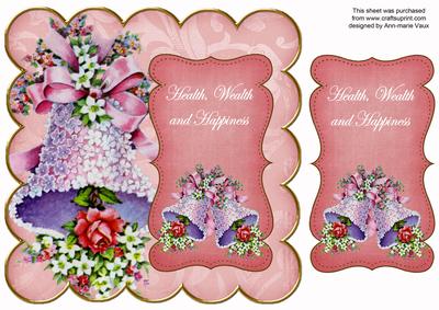 Pink Wedding Bells Health Wealth 8in Scallop Topper
