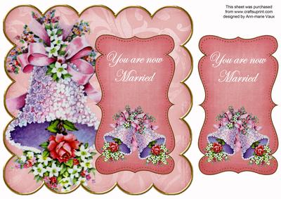 Pink Wedding Bells Now Married 8in Scallop Topper