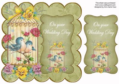 Olive Lovebirds Your Wedding Day 8in Scallop Topper