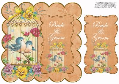 Borange Lovebirds Bride & Groom 8in Scallop Topper