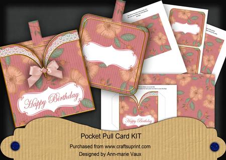 Pink Flora Happy Birthday Vintage Pocket Pull Card Kit