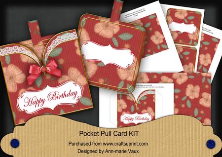 Red Flora Happy Birthday Vintage Pocket Pull Card Kit