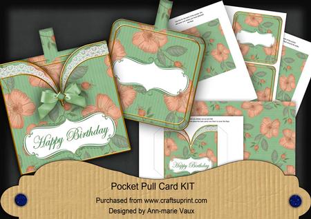 Mid Green Flora Happy Birthday Vintage Pocket Pull Card Kit