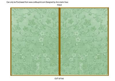 Mid Green Cherry Blossom 7x5 Cut and Fold Card