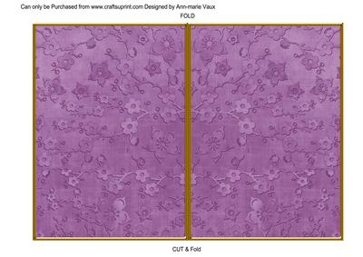 Purple Cherry Blossom 7x5 Cut and Fold Card