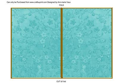 Teal Cherry Blossom 7x5 Cut and Fold Card