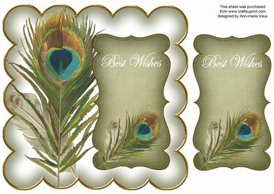 Olive Peacock Best Wishes 8in Scallop Topper