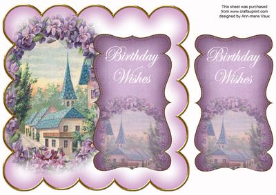 Lilac Lavender View Birthday Wishes 8in Scallop Topper