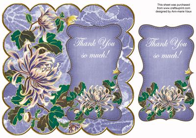 Blue Oriental Lotus Thank You 8in Scallop Topper