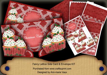 Red Christmas Cupcake Cake! Fancy Lattice 3D Card Kit