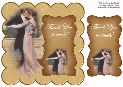Gold Dancing Couple Thank You 8in Scallop Topper