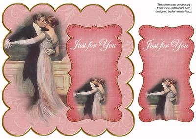 Pink Dancing Couple Just for You 8in Scallop Topper