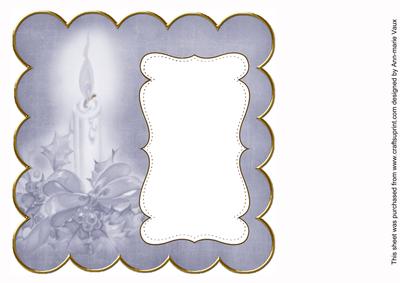 Blue Christmas Candle Plain 8in Scallop Insert Panel