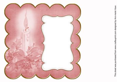 Pink Christmas Candle Plain 8in Scallop Insert Panel