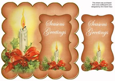Borange Candle Seasons Greetings 8in Scallop Topper