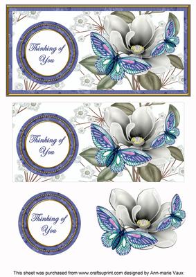 Blue Butterfly Thinking of You Dl Decoupage Topper