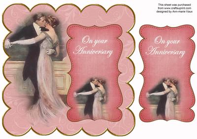Dancing Couple Pink Your Anniversary 8in Scallop Topper