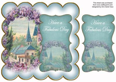 Teal Lavender View Fabulous Day 8in Scallop Topper