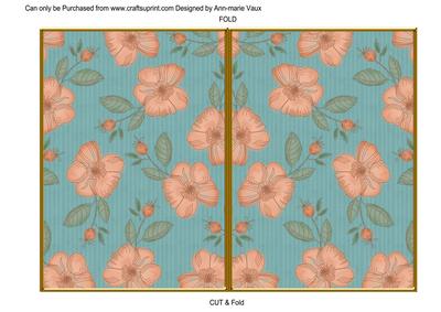 Dusky Teal Flora Colour 7x5 Cut and Fold Card
