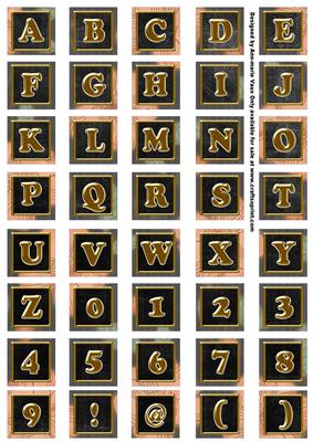 Black Flora Colour Alphabet Embellishment Sheet