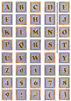 Blue Flora Colour Alphabet Embellishment Sheet