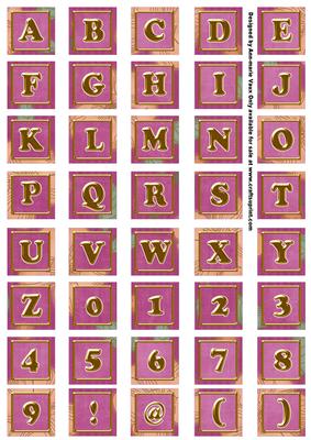 Cerise Flora Colour Alphabet Embellishment Sheet