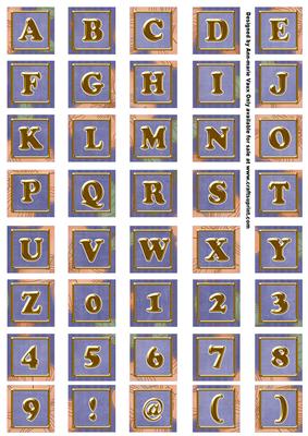 Dark Blue Flora Colour Alphabet Embellishment Sheet